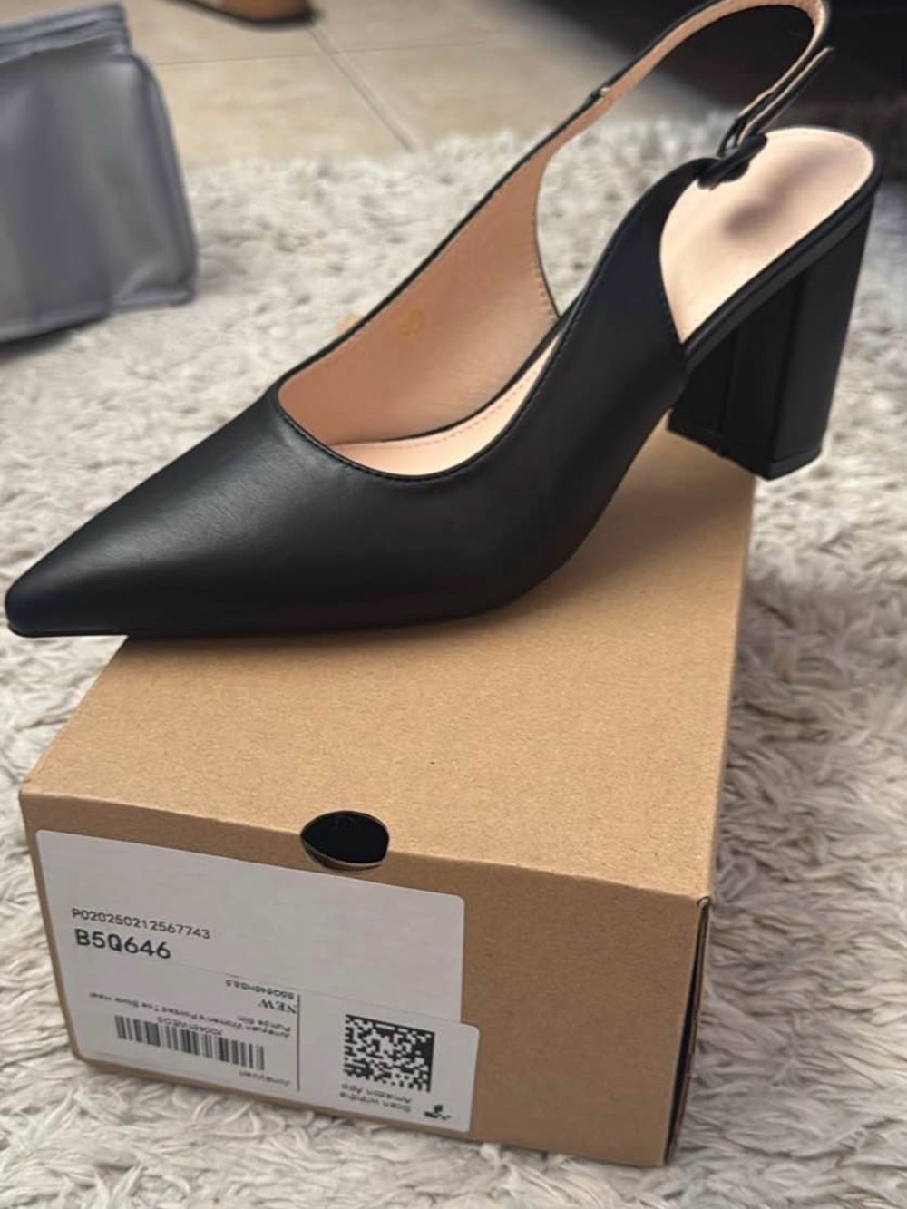 Classic Black Slingback Pumps — Women's Pointed Block Heels